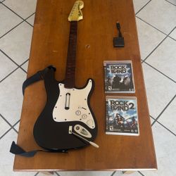 PS3 Rock Band Guitar Plus Rock Band 1 And 2