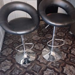 Leather And Chrome Bar Stools