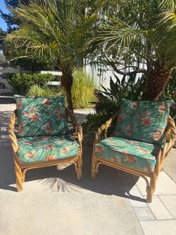 Vintage bamboo chair set, sturdy condition