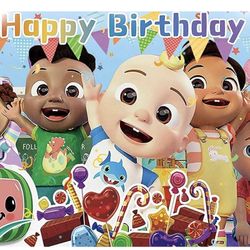 New Coco Melon Cloth Happy Birthday Banner 60x40 Inches $8 Each