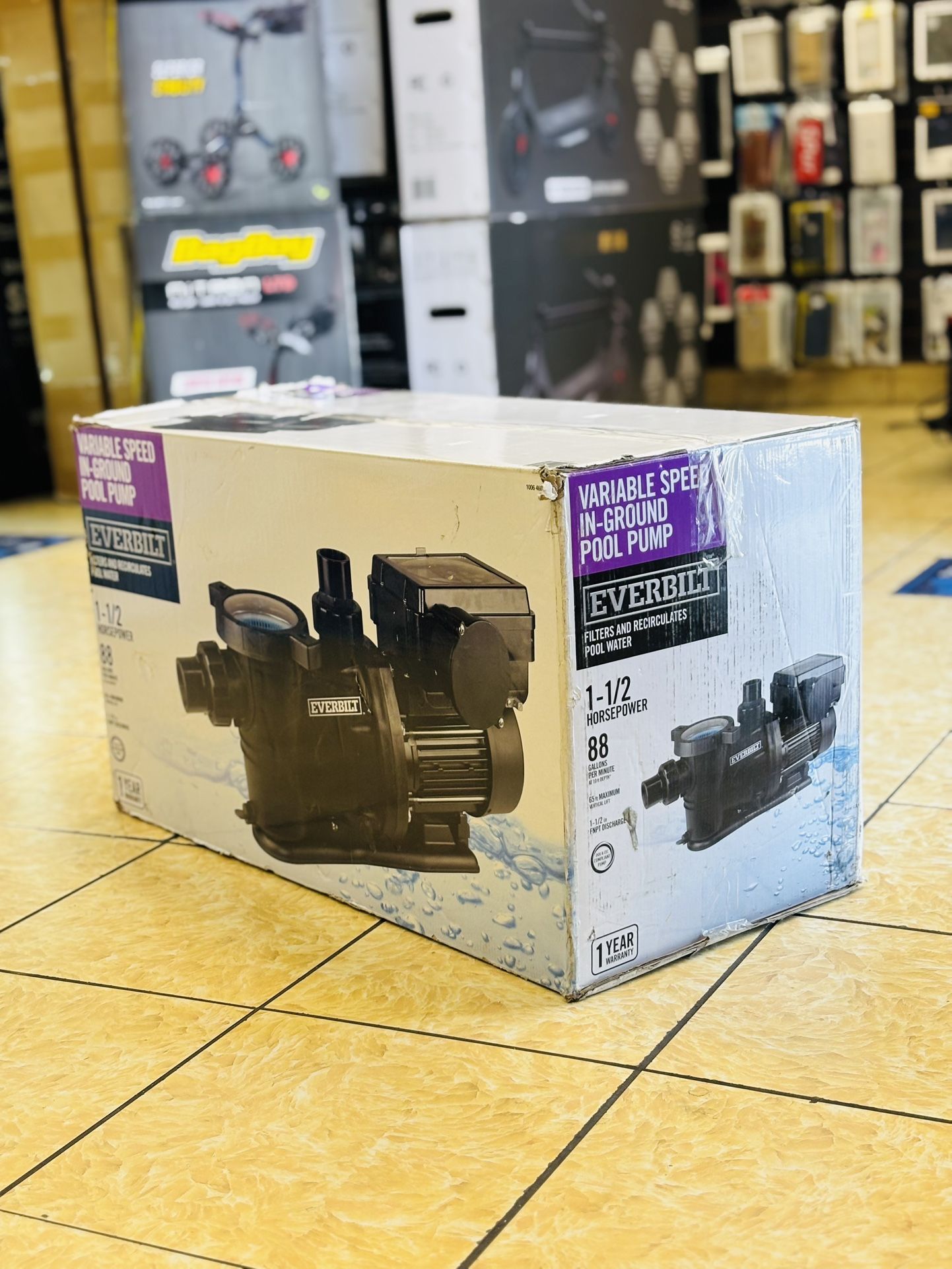 Variable Speed In Ground Pool Pump Filters And Recirculates Pool Water 1 1/2horsepower 88 Gallons