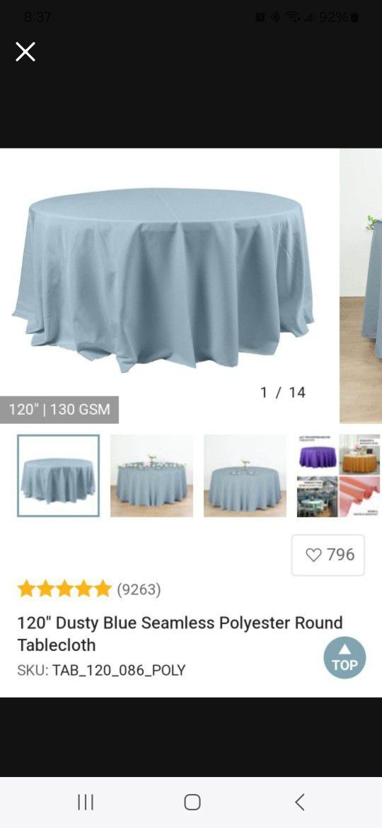 Dusty Blue 120 Round Table Cloth