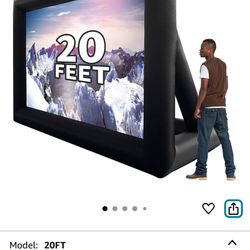 20 feet Inflatable Portable Projector Movie Screen - Huge Air-Blown Cinema Projection Screen Package with Rope, Blower,Tent Stakes - Front & Rear Proj
