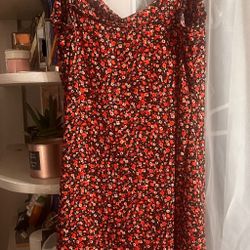 Short Floral Red Dress