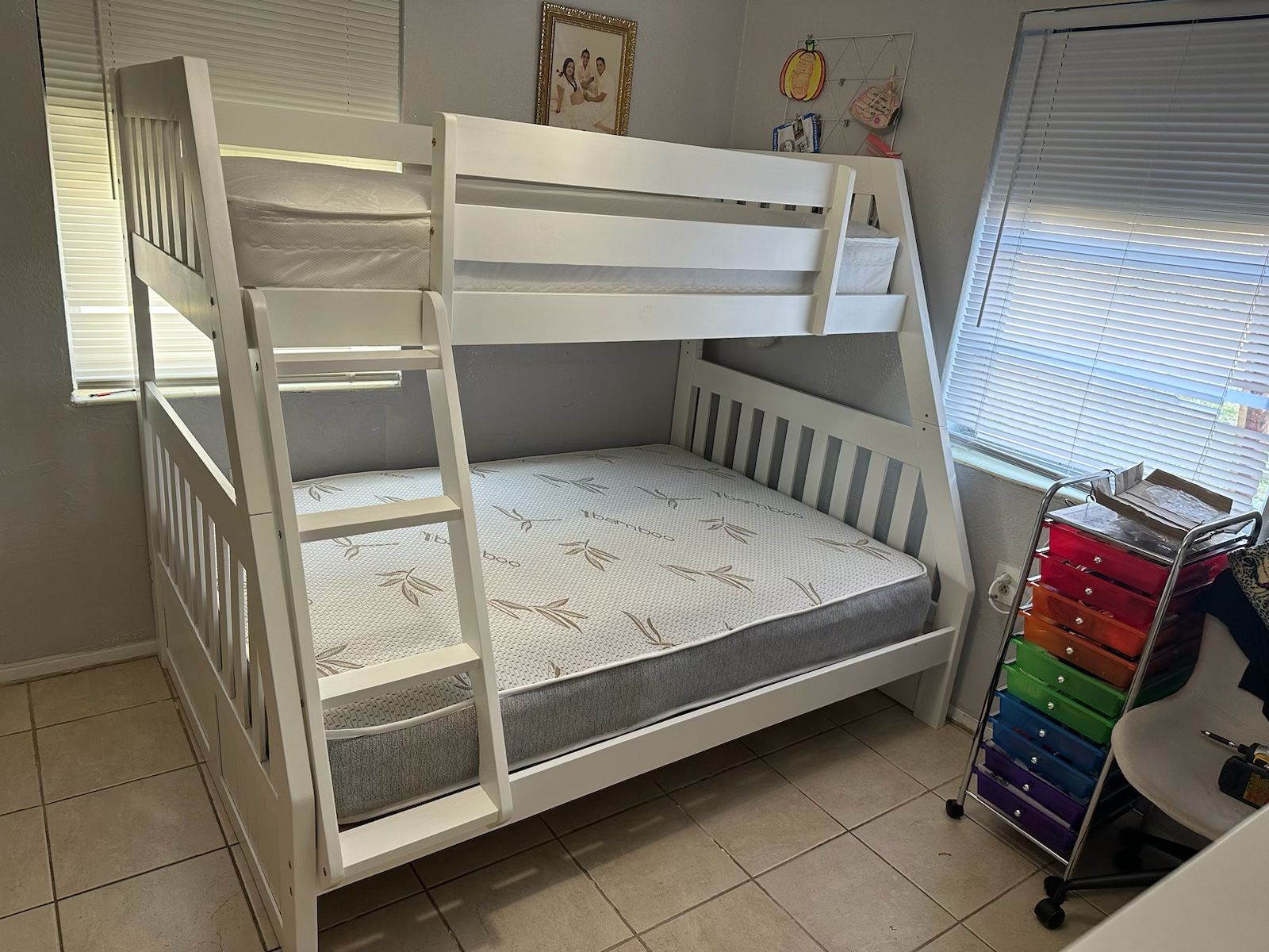 Twin over full bunk beds frame and free delivery in box with the mattress and