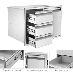 Outdoor Kitchen Drawers Combo 28x19.6x18.3 BBQ Triple Drawers with Double Trash Can Combination

sells for 