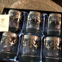 White Gold Handmade Set Of 6 Glasses 