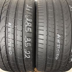 2  Tires 285 35 22 Pirelli P Zero No Repairs 