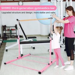 Gymnastics Training Bar- Height Adjustable 3' to 5' Horizontal Kip Bar for Kids