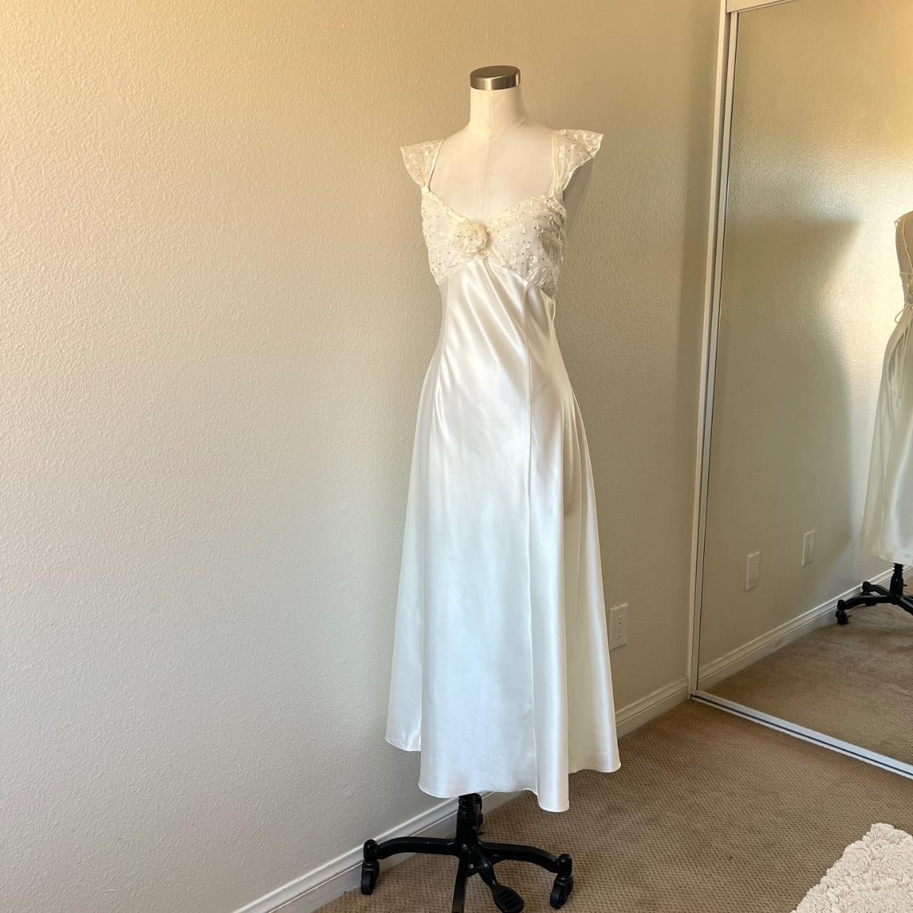 Women's White and Cream Dress
