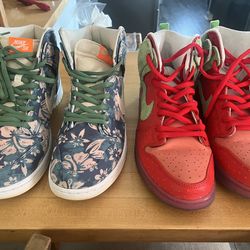 2 pair of shoes - size 13 SB Dunk High Strawberry Cough & SB Dunk High Hawaii