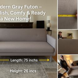 Gray Futon Sofa Bed – Modern, Clean & Only $85!
