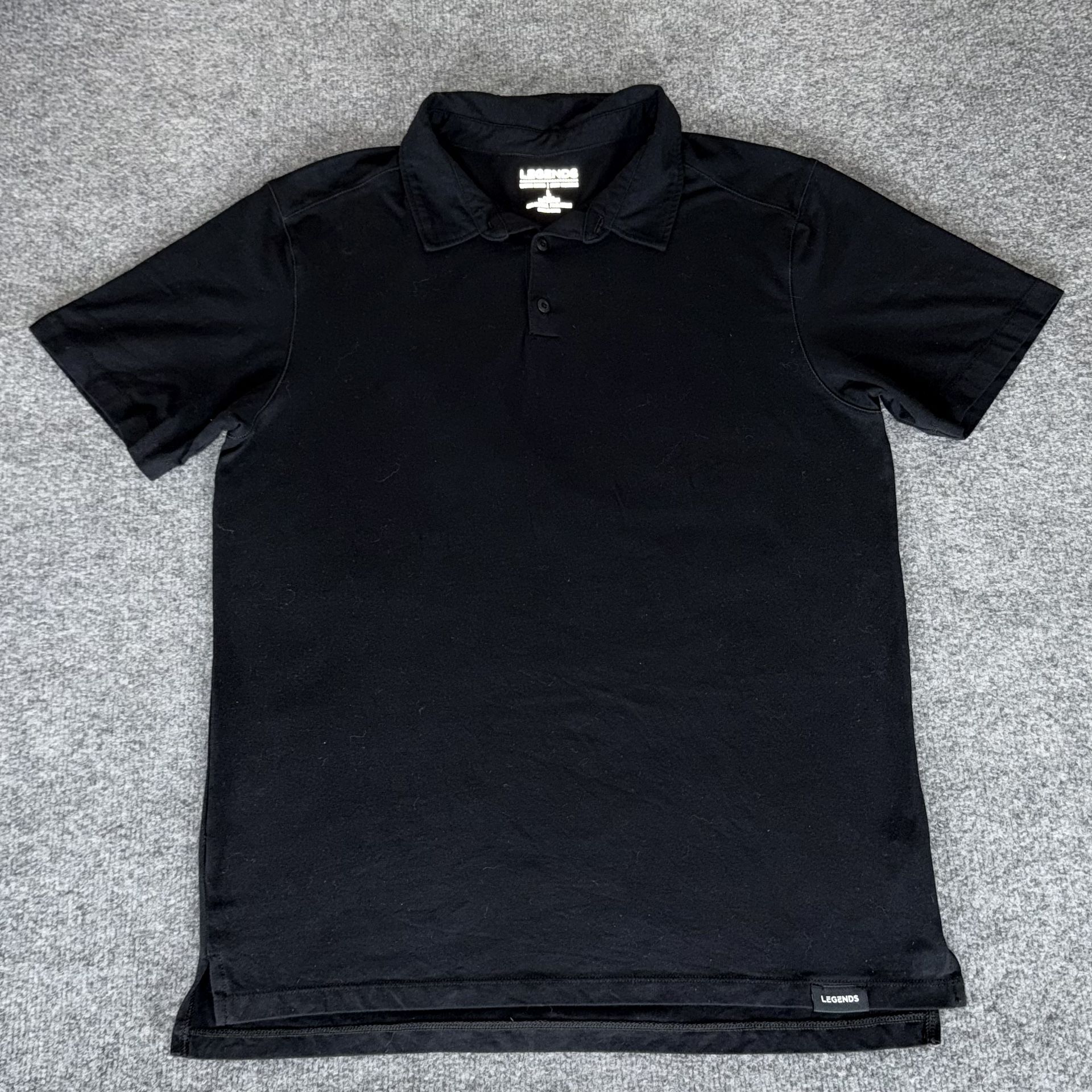 Legends Polo Shirt Large Black Short Sleeve Casual Stretch Athletic Golf Top