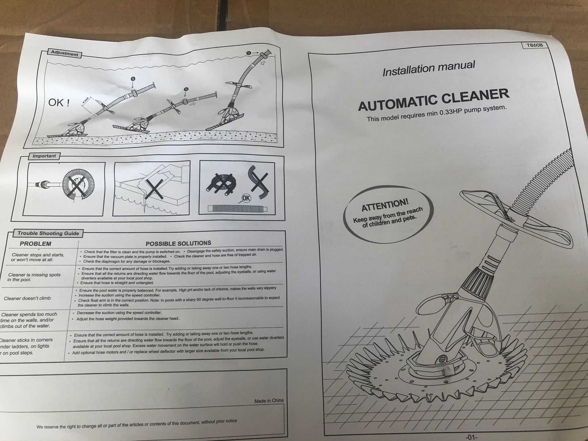 New In Box Automatic Pool Cleaner