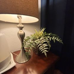 Fake Fern Plant In A Beautiful Wicker, Stand Or Pot