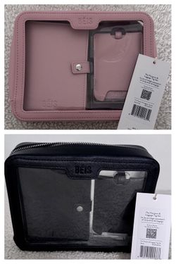 TWO (2) NWT Béis Passport & Luggage Tag Sets – Black & Atlas Pink (Waitlist Only Online)