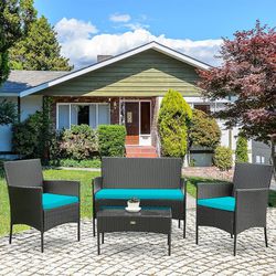 NEW Outdoor Patio 4 Piece Set Furniture - Turquoise