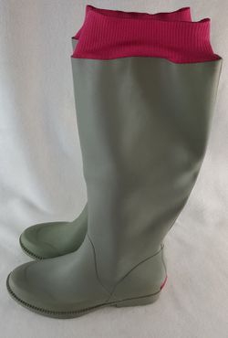 RACHEL Rachel Roy "Voyage" Women's Rain Boots, Gray with Pink Size 6