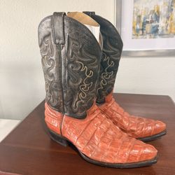 Crocodile Print Pointed Western Boots Ferrato