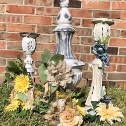 3 Art Statue With Candle Holder 