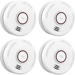 4 Pack Smoke Detector Fire Alarms 9V Battery Operated Photoelectric Sensor