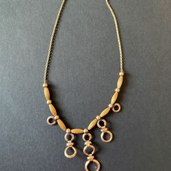 1930’s-1940’s Victorian revival era, antique drop necklace with gold-tone metal.