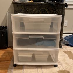 Two 3 Drawer Plastic Carts