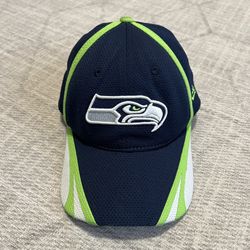 New Era Adult NFL Football Seattle Seahawks Navy Blue/Green Fitted Hat S/M