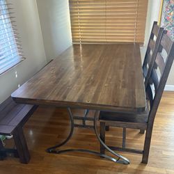 Beautiful Dark Wood And Iron Dining Set