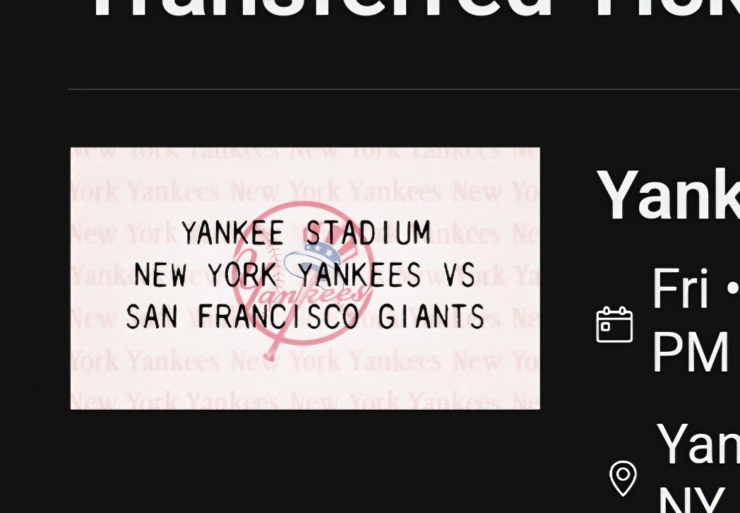 New York Yankees Vs. San Francisco Giants Friday April 11