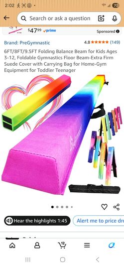 9.5ft PreGymnastic Folding Gymnastics Balance Beam