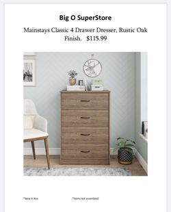 Mainstays classic Four drawee dresser rustic oak finish