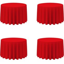 BRILLMAX 4-Pack 108-Inch Red Round Tablecloths, Bulk Washable Polyester Linen Fabric, for Wedding, Reception, Banquet, Birthday Party, Buffet, Restaur