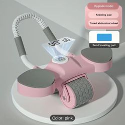 Abs Workout Wheel, Ab Roller Wheel with Timer and Phone Holder, Automatic Rebound Ab Abdominal Exercise Roller Wheel, Core Exercise Equipment for Home