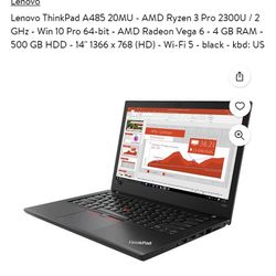 Lenovo Thinkpad A485 Microsoft Edge Laptop