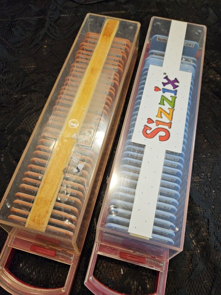 2 Sets Of Sizzix Alphabet Dies Monkey Tails And Skooshy Full Sets