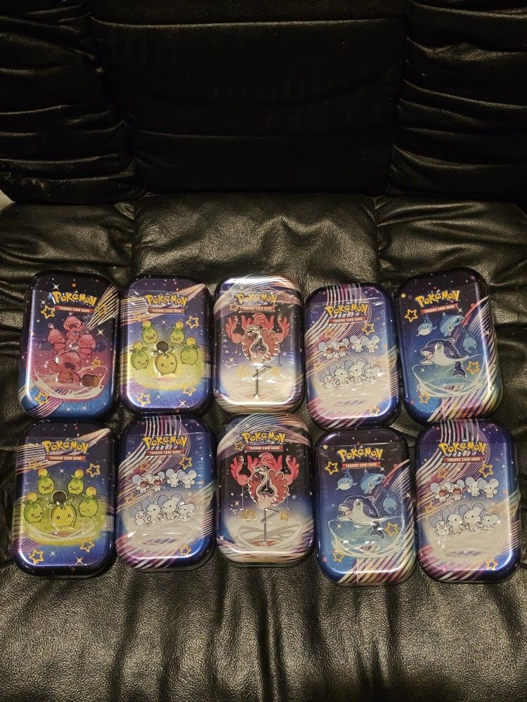 New Factory Sealed! Lot Of 10! Pokemon Paldean Fates Mini Tin!