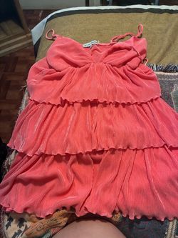 Almost Famous Coral Tiered Ruffle Mini Dress