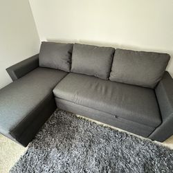 Grey Sectional Chaise Reversible Convert To Bed With Storage Below 87x57