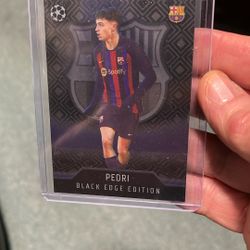 Soccer/ Footbol card of PEDRI on a black edge, edition rare card