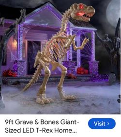 New 9ft Grave & Bones Giant LED T-Rex Skeleton