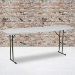 6-Foot Granite White Plastic Folding Training and Event Table