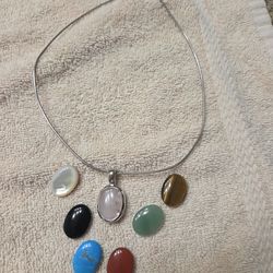 Silver necklace with stones