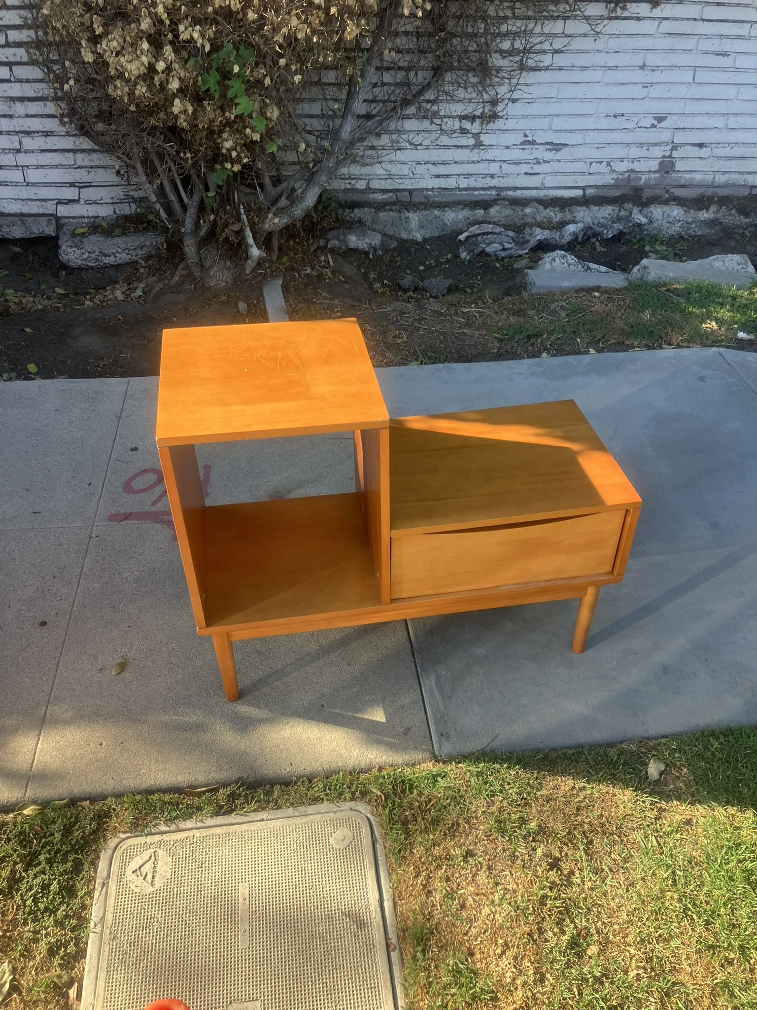 Vintage Record Player Side Table Mid Century 