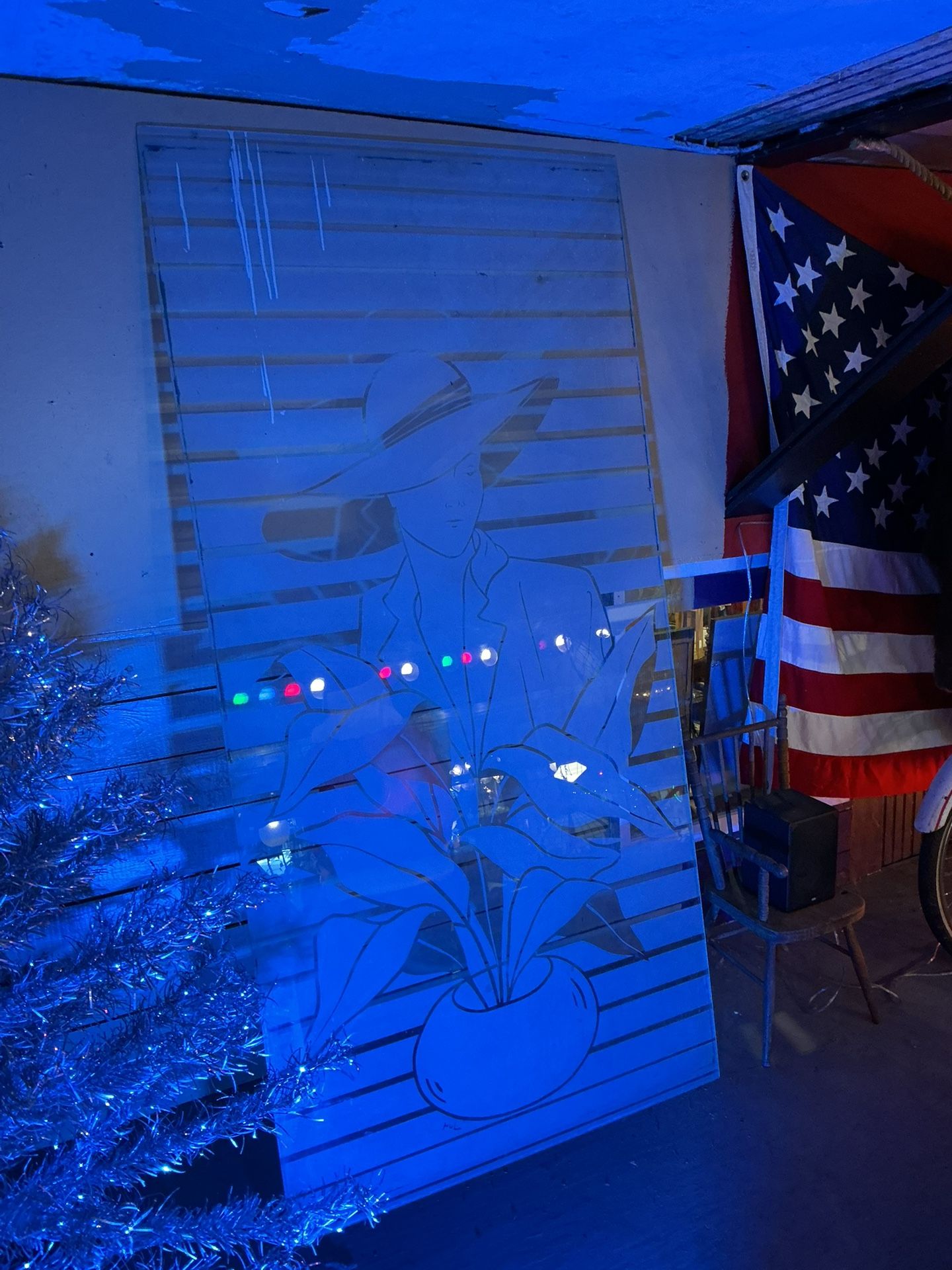 Large Etched Glass Art