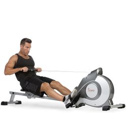 Sunny Health & Fitness Magnetic Rowing Machine with Extended Slide Rail, Full-Body Workout, Low-Impact, Optional Premium Water Motion