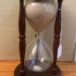 Vintage Wood Hour Glass, 60 minutes, approx. 7" Diameter, 12" Tall