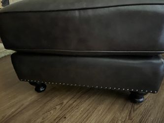 Leather Dark Brown Ottoman