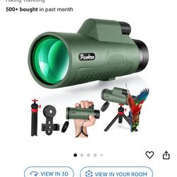 12x50 HD Monocular Telescope for Adults with Smartphone Adapter Tripod Hand Strap