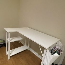 L-Shaped Desk, White 40"